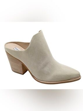 🆕{Steve Madden Cando Mules  Taupe Suede Block Heel Western Mule